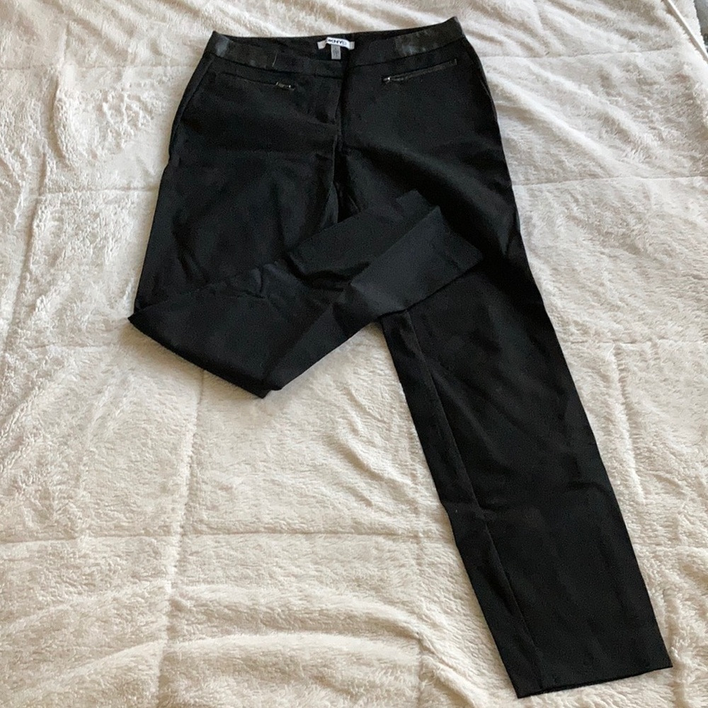 DKNY Black dress pants with faux leather accents